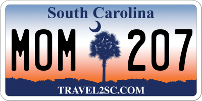 SC license plate MOM207