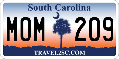 SC license plate MOM209