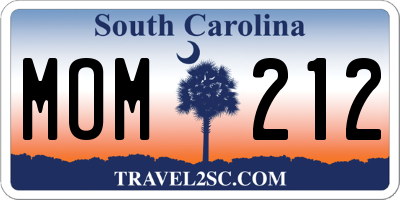 SC license plate MOM212