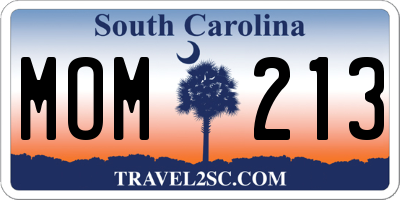 SC license plate MOM213