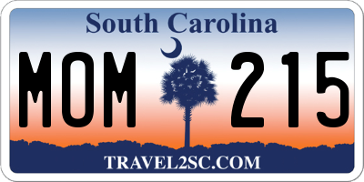 SC license plate MOM215