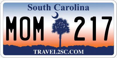 SC license plate MOM217