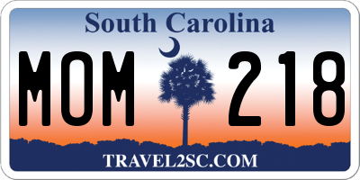 SC license plate MOM218