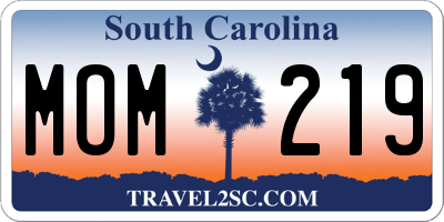 SC license plate MOM219