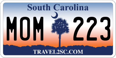SC license plate MOM223