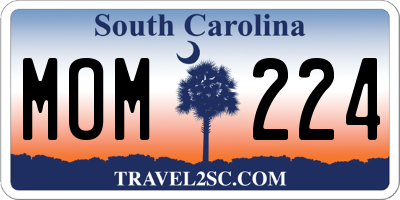 SC license plate MOM224