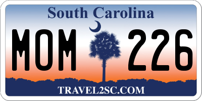SC license plate MOM226
