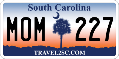 SC license plate MOM227