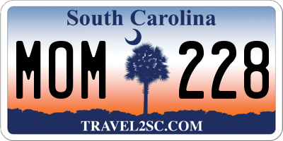 SC license plate MOM228