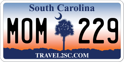 SC license plate MOM229