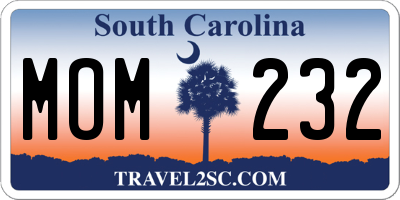 SC license plate MOM232