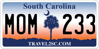SC license plate MOM233