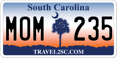 SC license plate MOM235