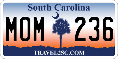 SC license plate MOM236