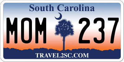 SC license plate MOM237