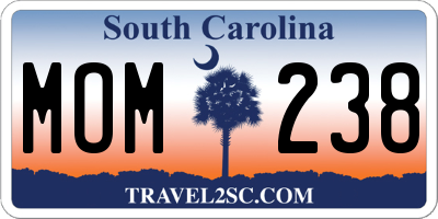 SC license plate MOM238