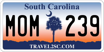 SC license plate MOM239