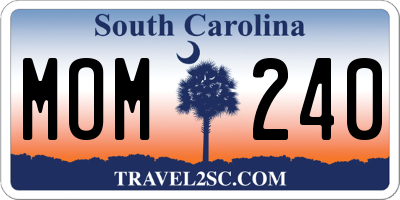 SC license plate MOM240
