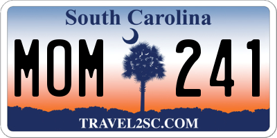 SC license plate MOM241