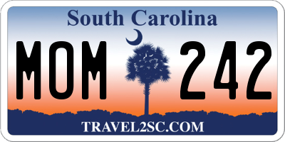 SC license plate MOM242