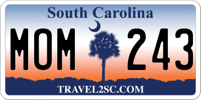 SC license plate MOM243