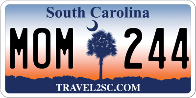 SC license plate MOM244