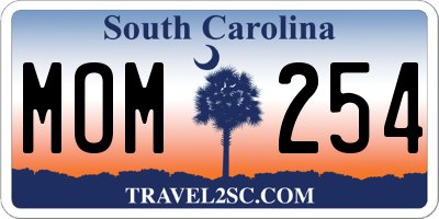 SC license plate MOM254