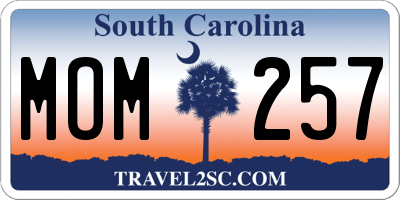 SC license plate MOM257