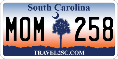 SC license plate MOM258