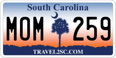 SC license plate MOM259