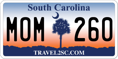 SC license plate MOM260