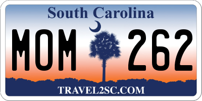 SC license plate MOM262