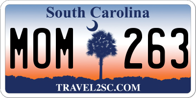 SC license plate MOM263
