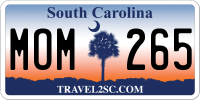 SC license plate MOM265