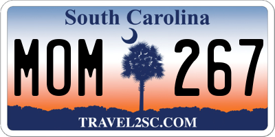 SC license plate MOM267