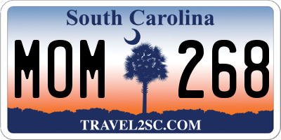 SC license plate MOM268