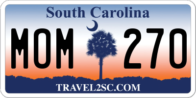 SC license plate MOM270