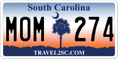 SC license plate MOM274