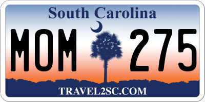 SC license plate MOM275