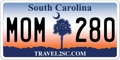 SC license plate MOM280