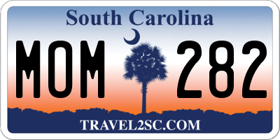 SC license plate MOM282