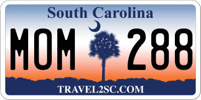 SC license plate MOM288
