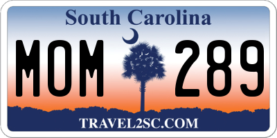 SC license plate MOM289