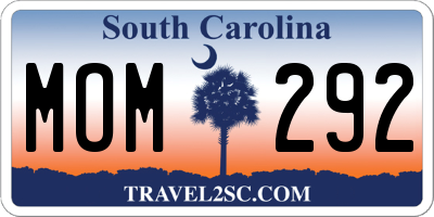 SC license plate MOM292