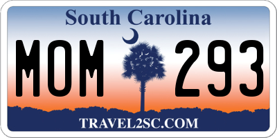 SC license plate MOM293