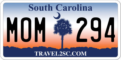 SC license plate MOM294