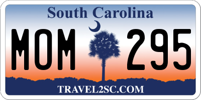 SC license plate MOM295