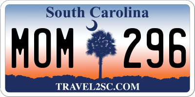 SC license plate MOM296