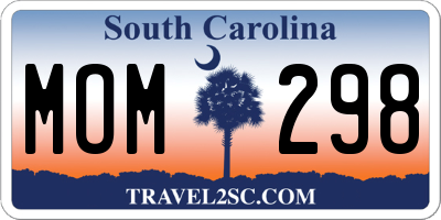 SC license plate MOM298