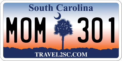 SC license plate MOM301